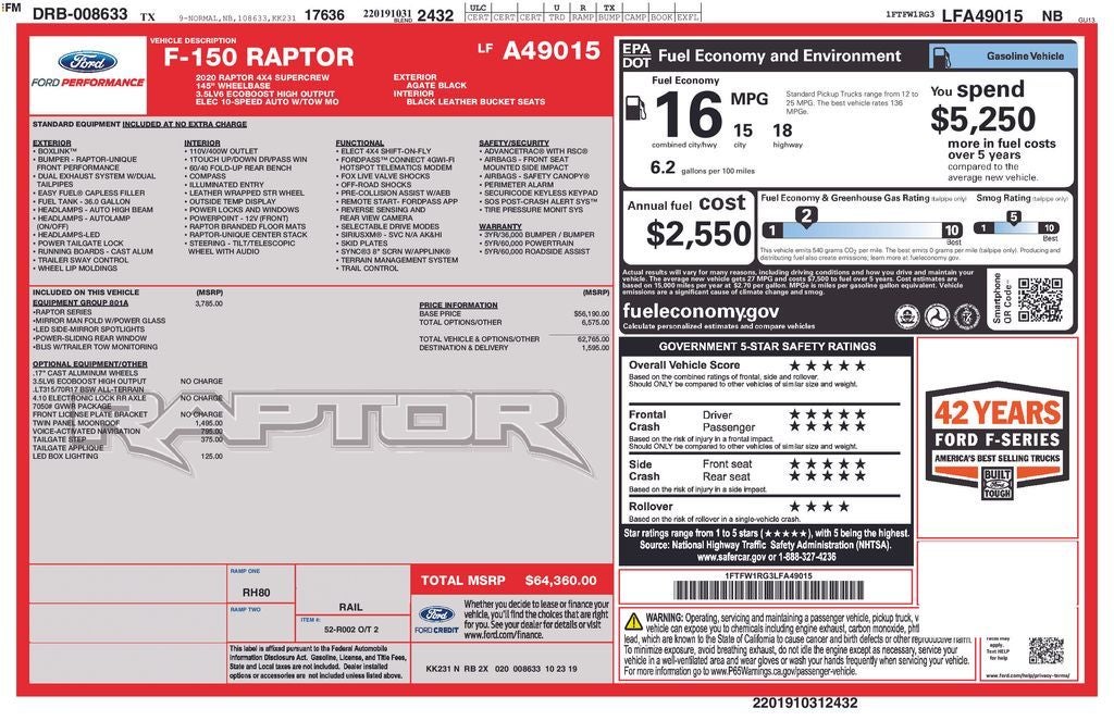 2020 Ford F-150 Raptor
