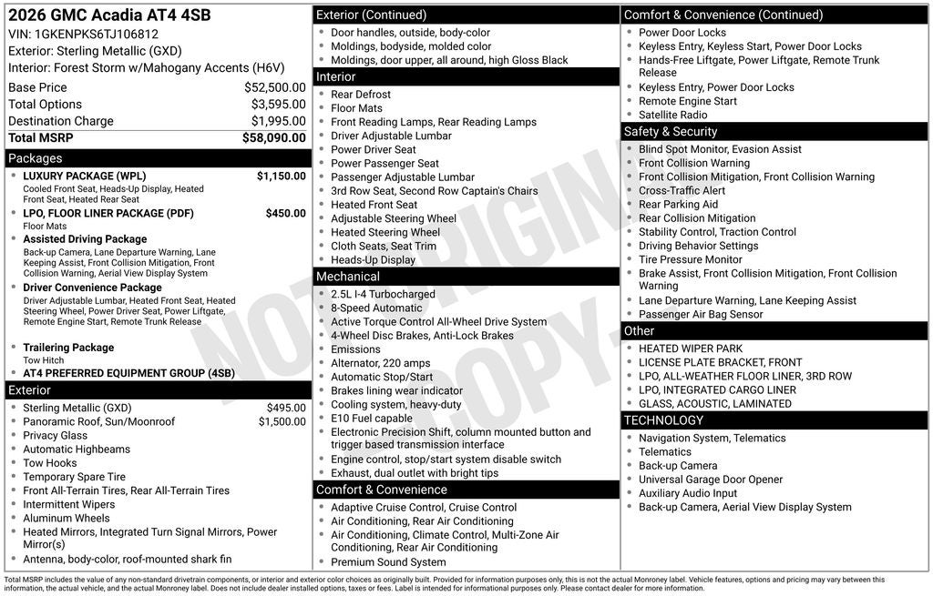 2026 GMC Acadia AT4
