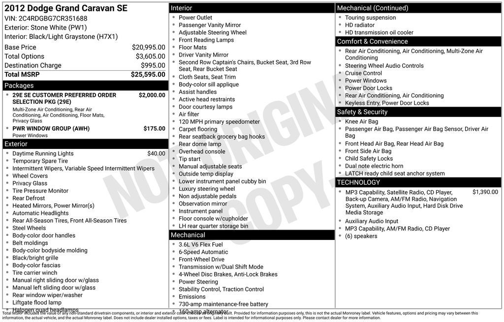 2012 Dodge Grand Caravan SE/AVP