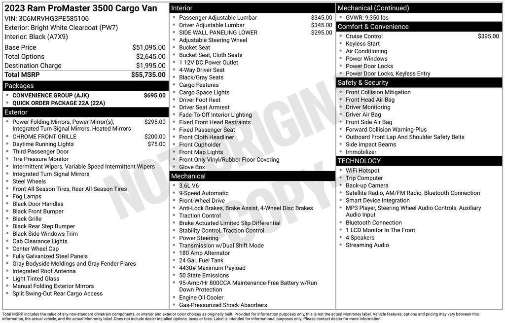 2023 RAM ProMaster 3500 High Roof