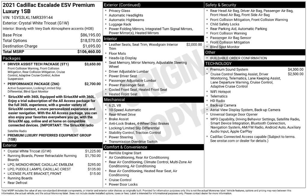 2021 Cadillac Escalade ESV Premium