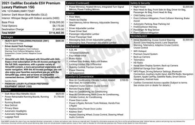 2021 Cadillac Escalade ESV Premium Luxury Platinum