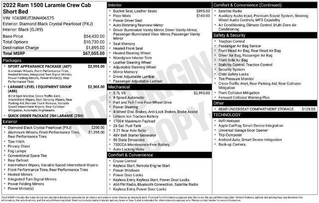 2022 RAM 1500 Laramie 4x4 Crew Cab 5'7" Box