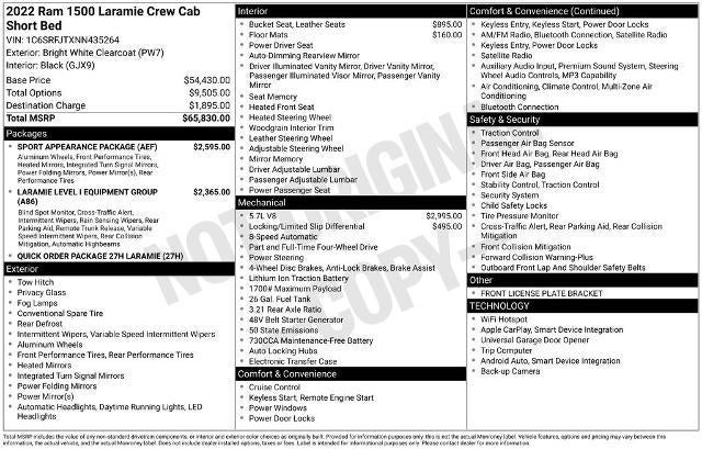 2022 RAM 1500 Laramie 4x4 Crew Cab 5'7" Box