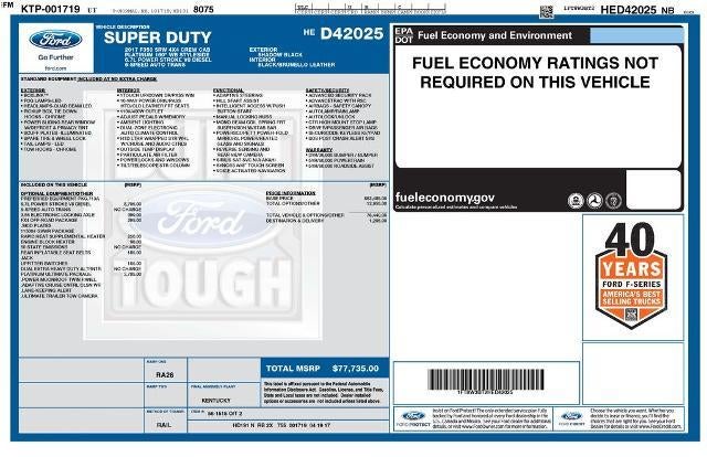 2017 Ford Super Duty F-350 SRW Platinum 4WD Crew Cab 6.75' Box