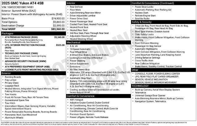 2025 GMC Yukon 4WD 4dr AT4