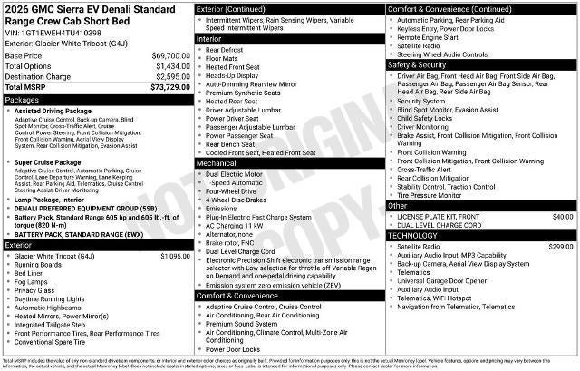 2026 GMC Sierra EV e4WD Crew Cab Standard Range Denali