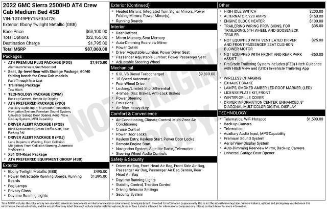 2022 GMC Sierra 2500 HD Crew Cab Standard Box 4-Wheel Drive AT4
