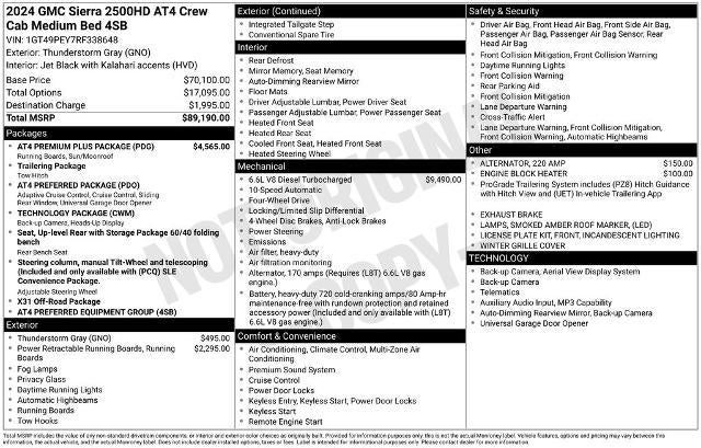 2024 GMC Sierra 2500 HD Crew Cab Standard Box 4-Wheel Drive AT4