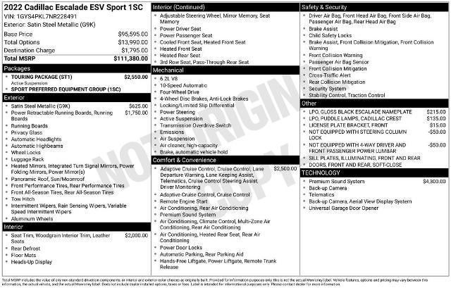 2022 Cadillac Escalade ESV 4WD Sport