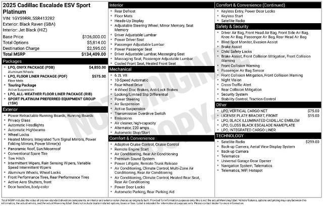 2025 Cadillac Escalade ESV 4WD Sport Platinum