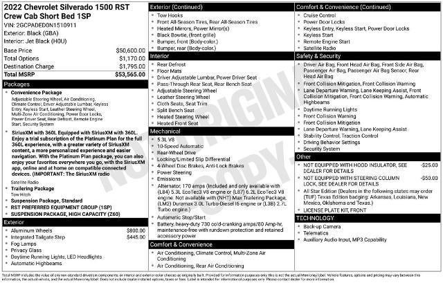 2022 Chevrolet Silverado 1500 Crew Cab Short Box 2-Wheel Drive RST