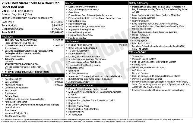 2024 GMC Sierra 1500 Crew Cab Short Box 4-Wheel Drive AT4