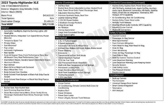 2023 Toyota Highlander XLE AWD (Natl)